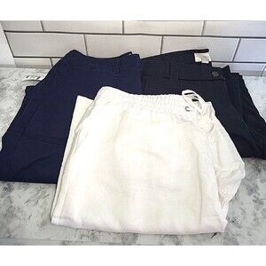 Lot-3 Loft, Jones New York White 100% Linen & New Directions Womens Sz 12 Pants